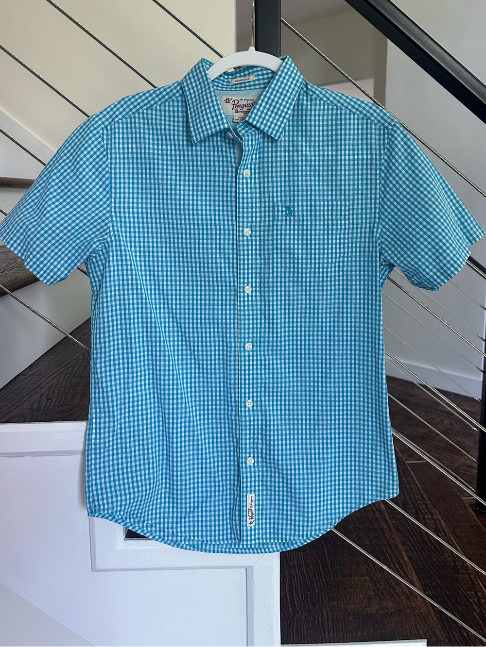 Original Penguin Men's Gingham Check Short Sleeve Button-Up Shirt | Size: Small
